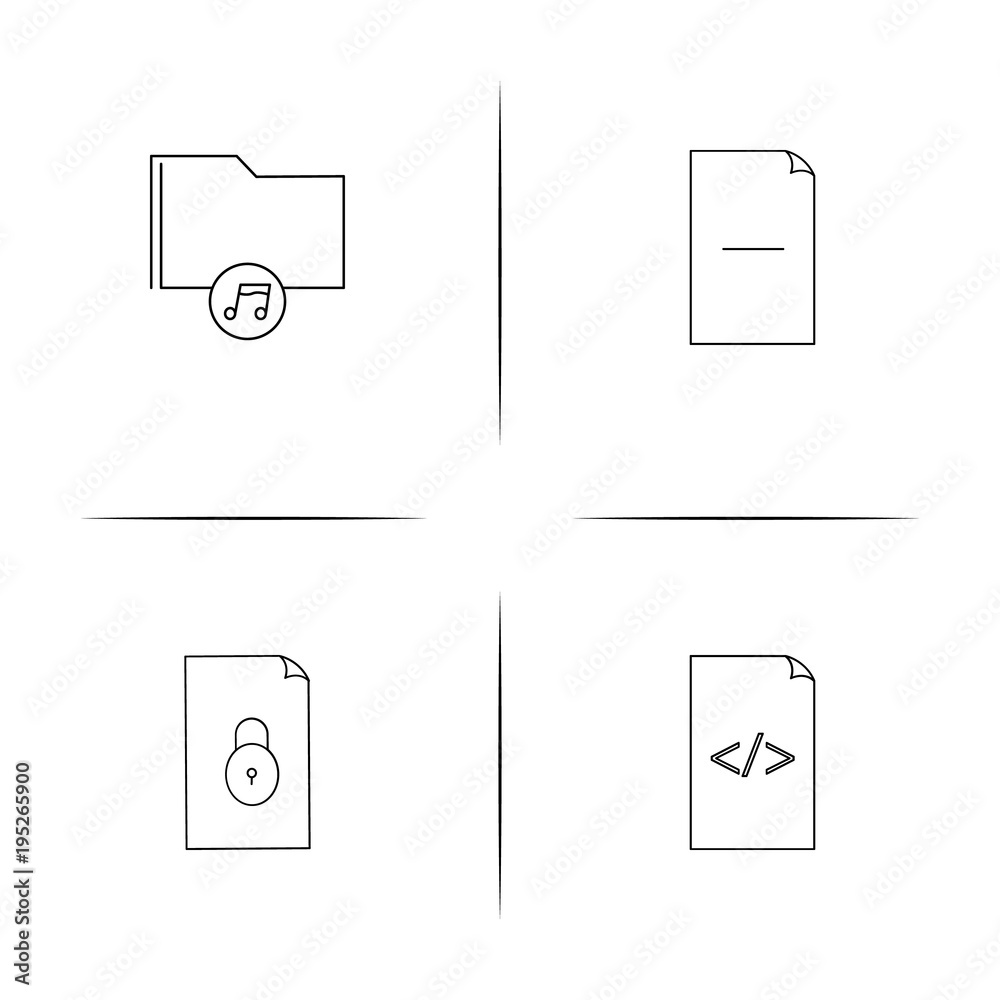 Files And Folders, Sign simple linear icon set.Simple outline icons