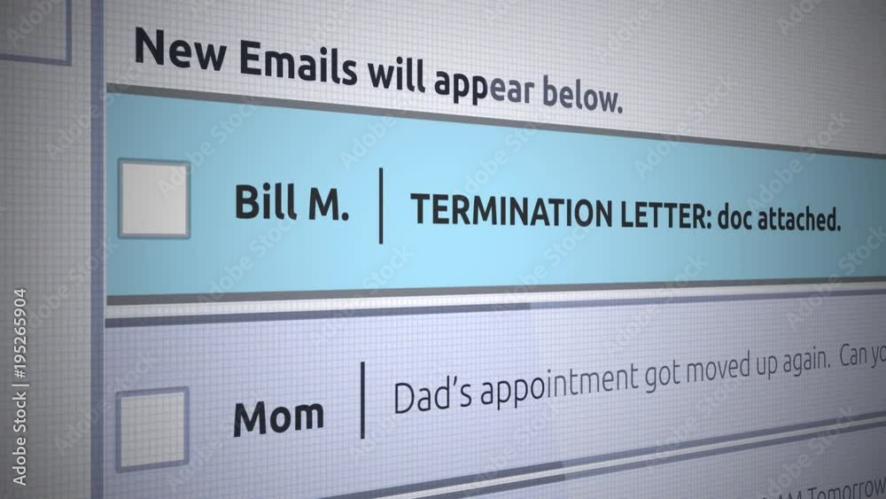 Generic Email New Inbox Message - Employment termination letter Generic Email New Inbox Message - Employment termination letter