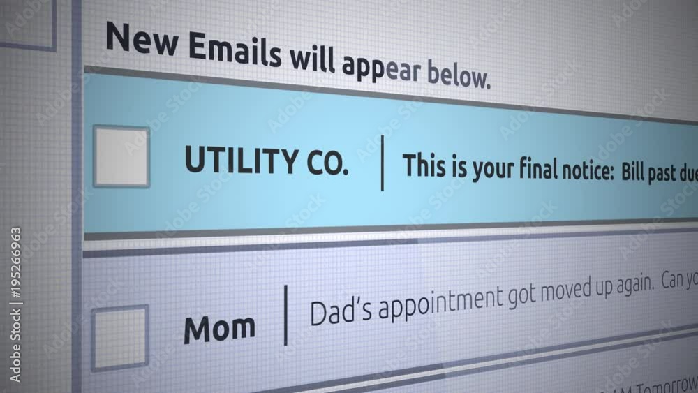 Generic Email New Inbox Message - Utility bill past due Generic Email New Inbox Message - Utility bill past due