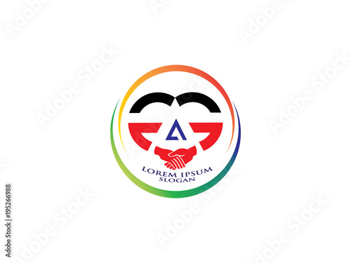 Initial Letter GA Design Logo Vector Graphic Branding Letter Element. Team Work Play Logo. Community sign. Unity symbol. Company Staff. Public organization. Good relationship colleagues.