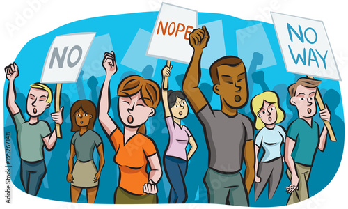Young protesters march together