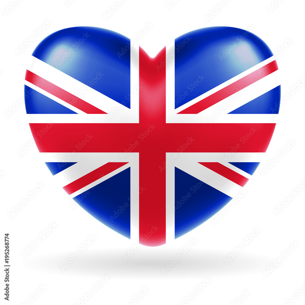 Obraz premium England united kingdom flag heart shape vector