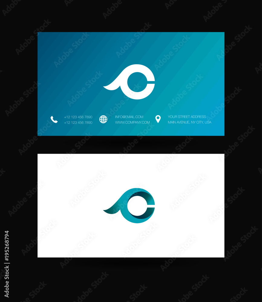 Naklejka premium Letter C Logo icon with business card vector template. 