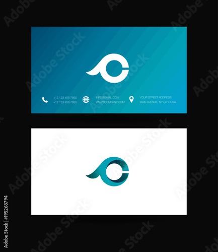 Letter C Logo icon with business card vector template. 