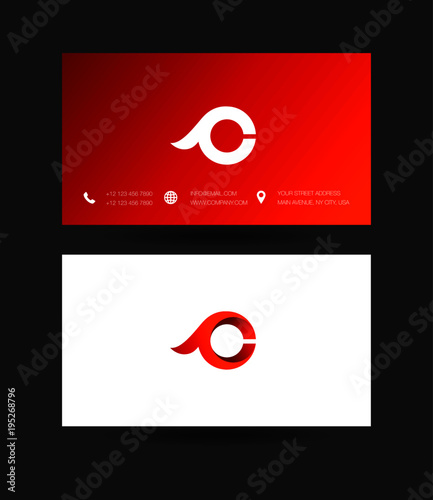 Letter C Logo icon with business card vector template. 