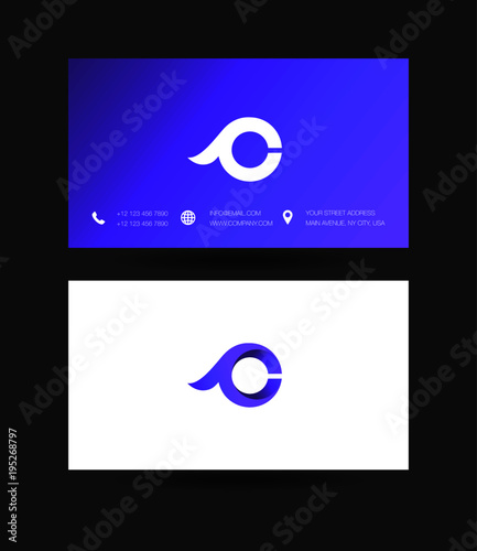 Letter C Logo icon with business card vector template. 