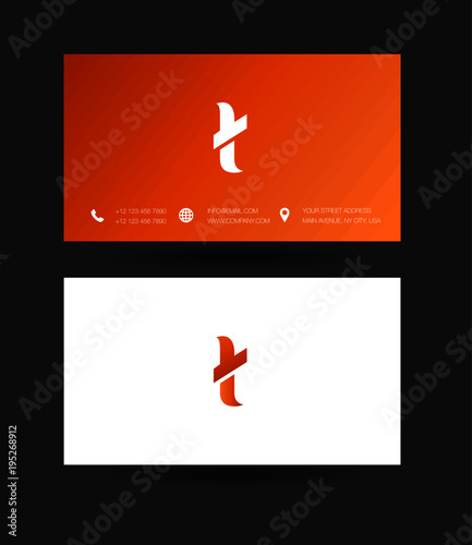 Letter T Logo icon with business card vector template. 
