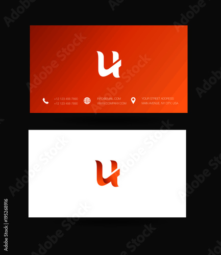 Letter U Logo icon with business card vector template. 
