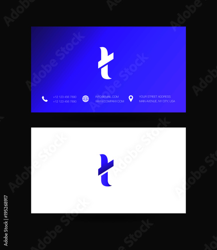 Letter T Logo icon with business card vector template. 
