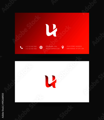 Letter U Logo icon with business card vector template. 