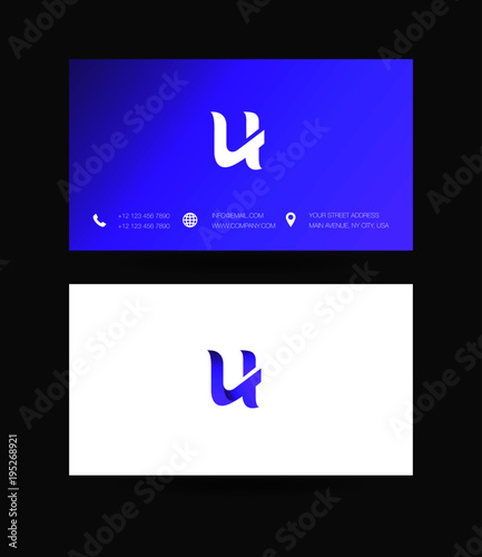 Letter U Logo icon with business card vector template. 