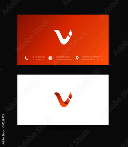 Letter V Logo icon with business card vector template. 