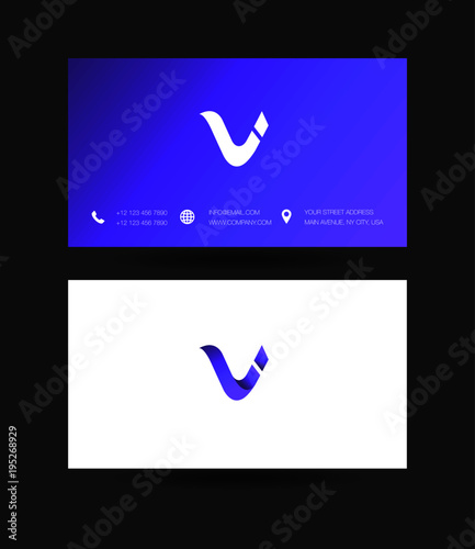 Letter V Logo icon with business card vector template. 
