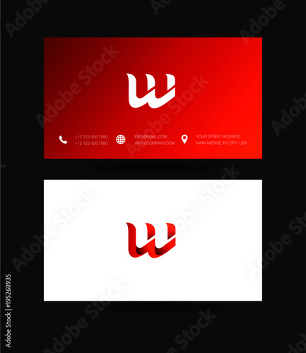 Letter W Logo icon with business card vector template. 