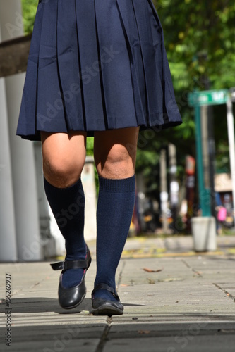 Teen Girl Walking Wearing Skirt