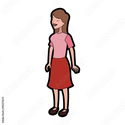 Retro woman with vintage clothes vector illustration graphic design