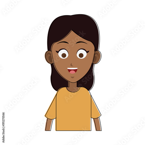 Young woman smiling cartoon vector illustration graphic design