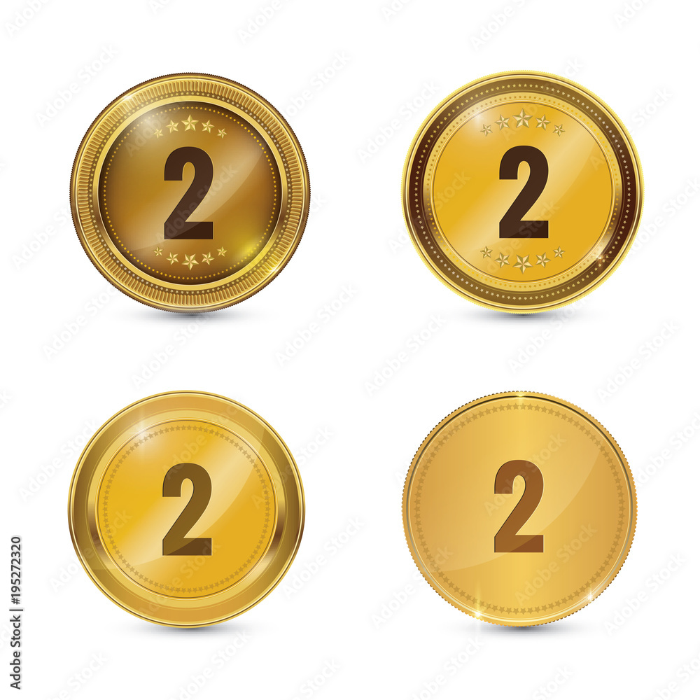 2 Number Circular Vector Gold Web Icon Button 2 Number Circular Vector Gold Web Icon Button