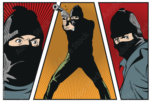 Man with gun. Stock illustration.