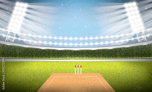 Cricket Stadium with Spotlights.