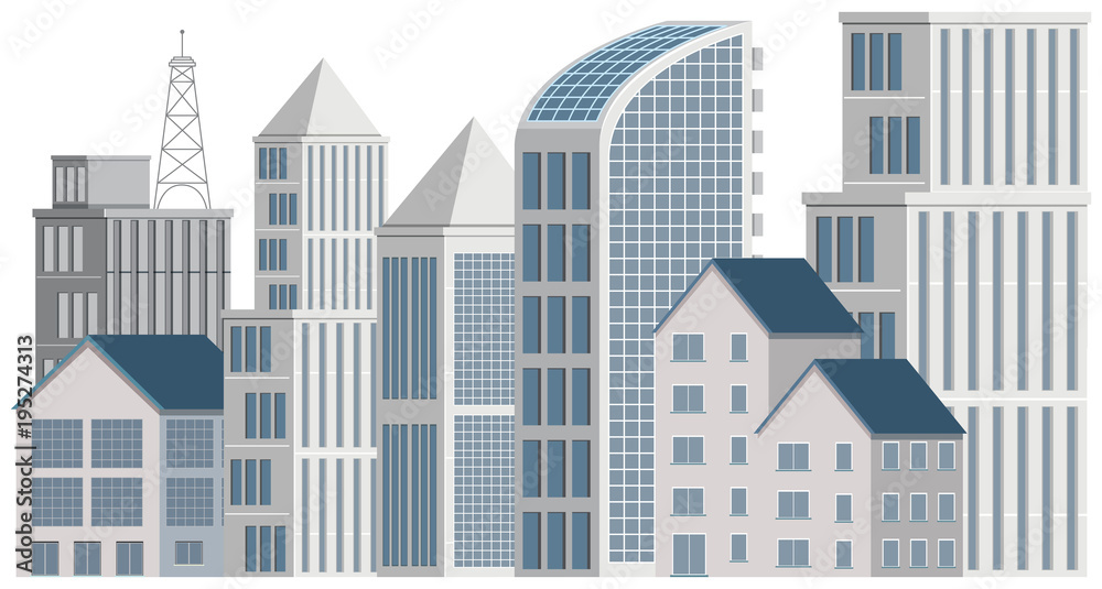 Office buildings on white background