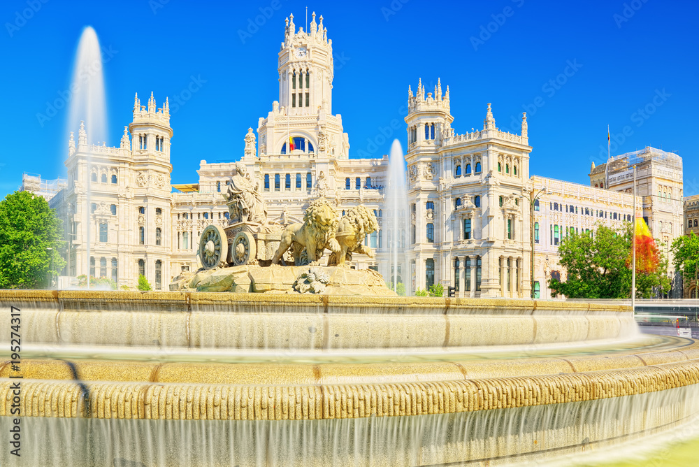 Fountain of the Goddess Cibeles and Cibeles Center or  Palace of