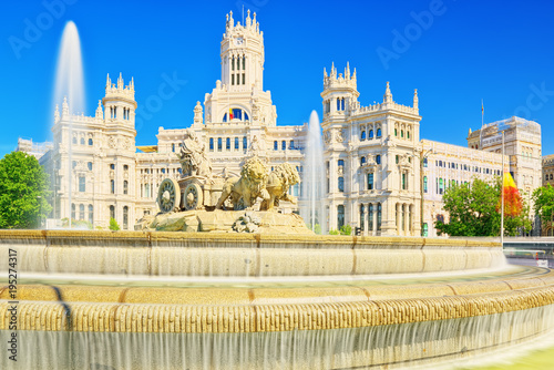 Fountain of the Goddess Cibeles and Cibeles Center or  Palace of photo