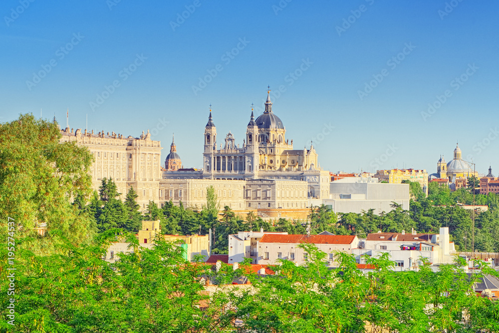 Panorama view on Royal Palace (Palacio Real) in the capital of S