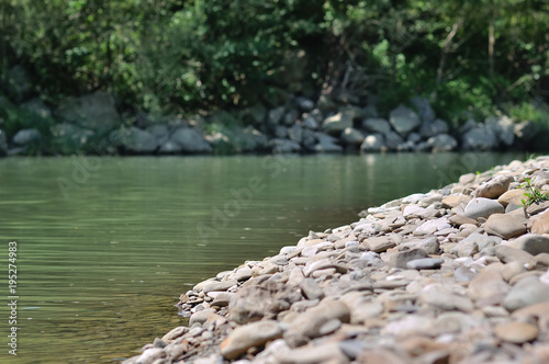 Beautiful spring landscape with small river