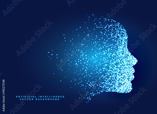 particle digital face concept design for artificial intelligent and machine learning