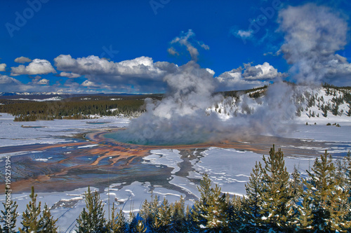 Wide view of Grand Prismatic Hot Spring