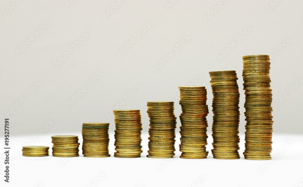 saving and growth concept with stack of coins saving and growth concept with stack of coins