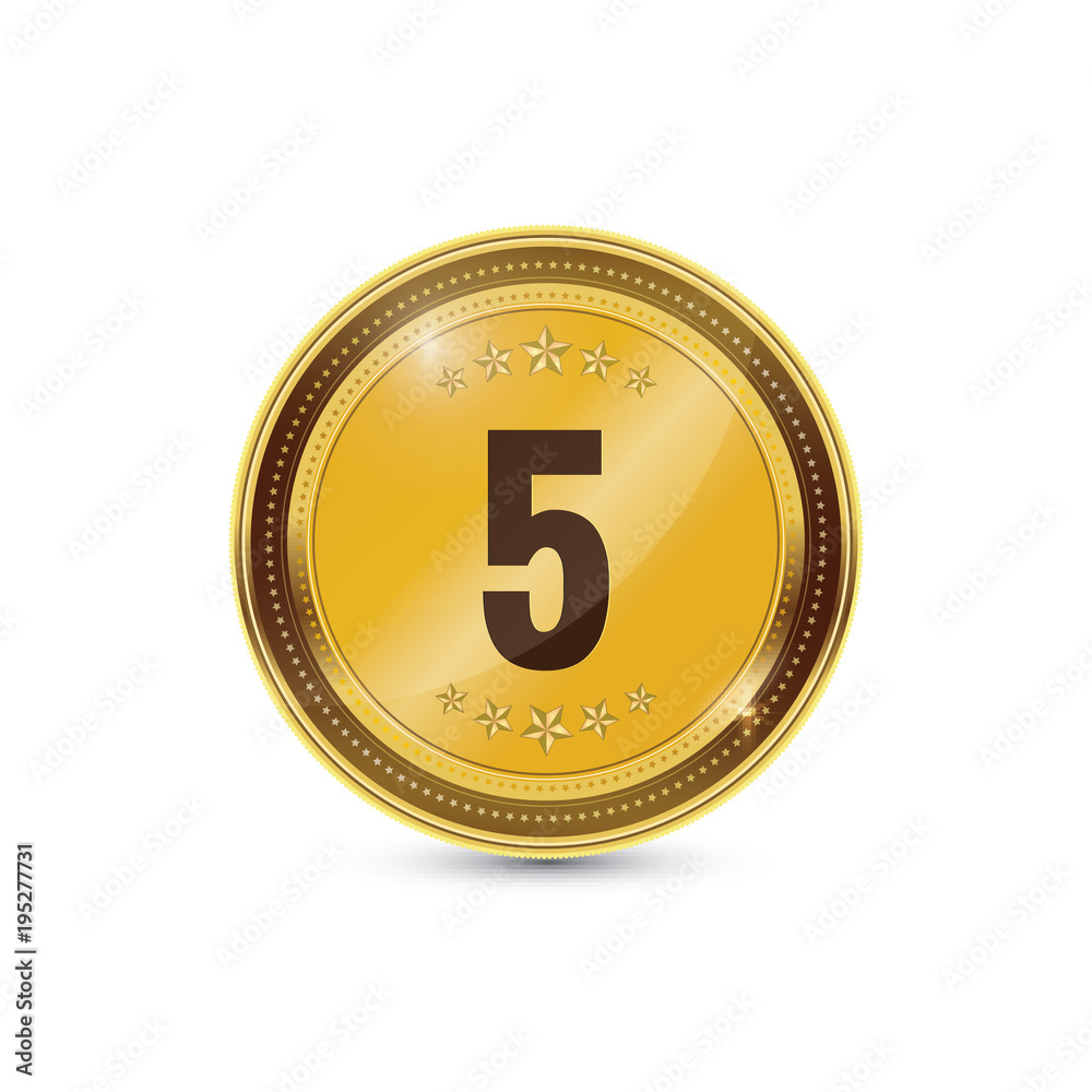 5 Number Circular Vector Gold Web Icon Button Set 5 Number Circular Vector Gold Web Icon Button Set