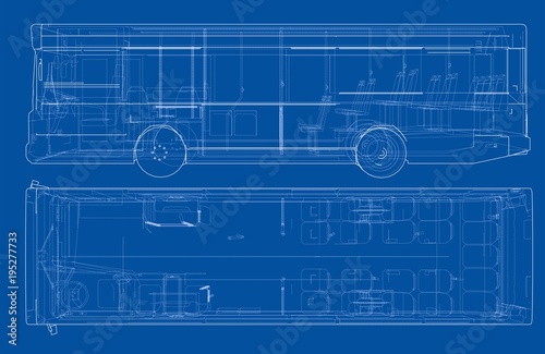 Concept city bus. Vector rendering of 3d