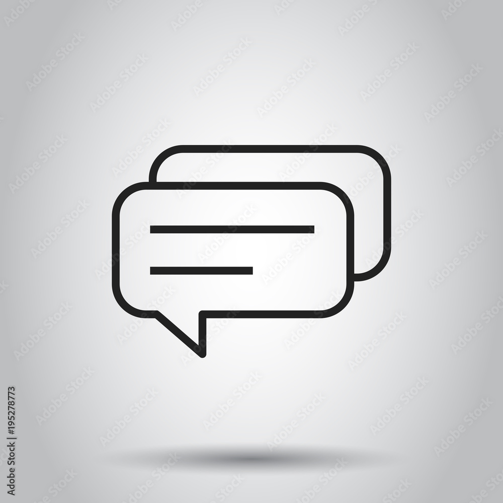 Speech bubble flat vector icon. Discussion dialog logo illustration. Business pictogram concept. Business concept simple flat pictogram on isolated background. Speech bubble flat vector icon. Discussion dialog logo illustration. Business pictogram concept. Business concept simple flat pictogram on isolated background.