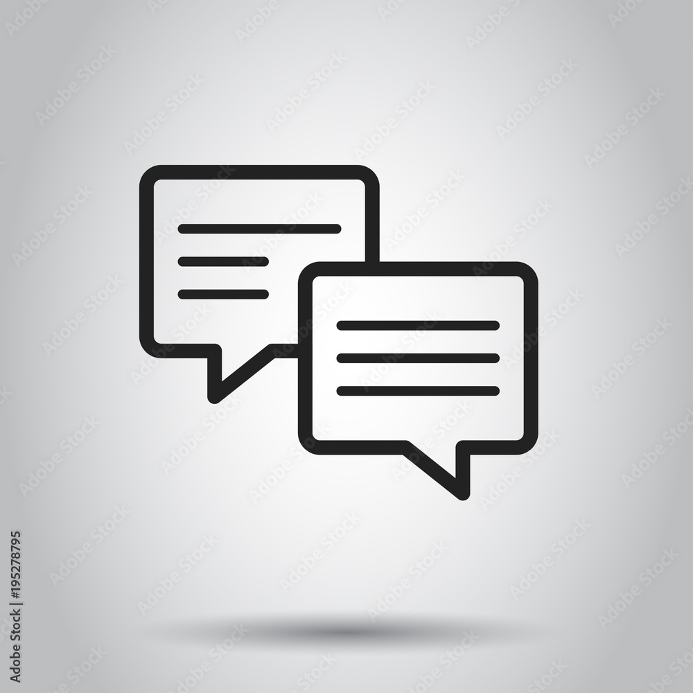 Speech bubble flat vector icon. Discussion dialog logo illustration. Business pictogram concept. Business concept simple flat pictogram on isolated background. Speech bubble flat vector icon. Discussion dialog logo illustration. Business pictogram concept. Business concept simple flat pictogram on isolated background.