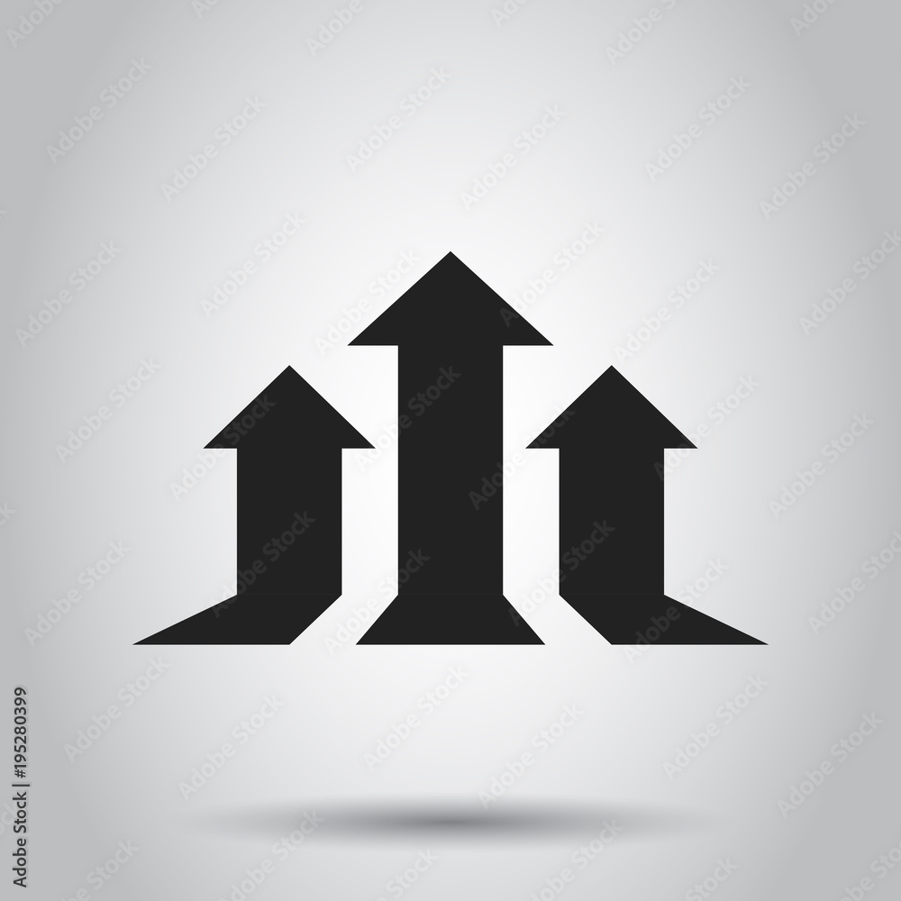 Arrow growing graph vector icon. Progress arrow grow sign illustration. Business concept simple flat pictogram on isolated background.