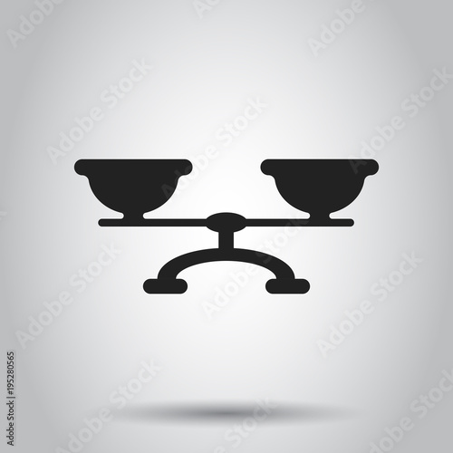 Scale weigher vector icon. Weigher, balance sign illustration. Business concept simple flat pictogram on isolated background.