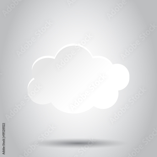 Cloud sky vector icon. Clouds with shadow flat vector illustration. Cartoon bubble business concept pictogram.