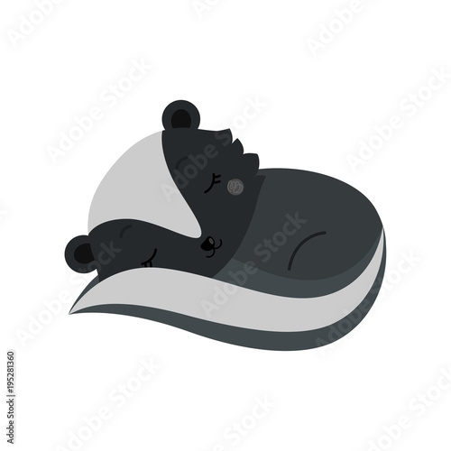 Adorable cartoon sleeping skunk.