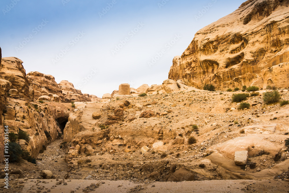 Fototapeta premium Siq canyon, which goes to the ancient city Petra and rocks in it