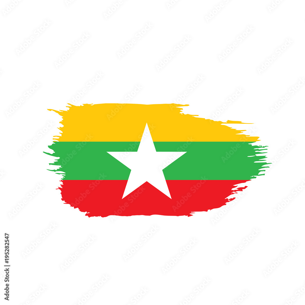 Myanmar flag, vector illustration Myanmar flag, vector illustration