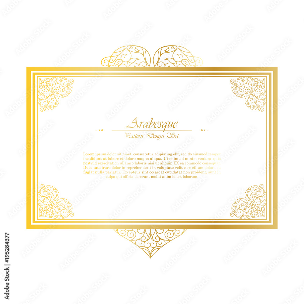 Arabesque abstract classic element vintage white and gold background card template vector