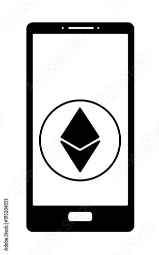 crypto coin ethereum on  a screen phone