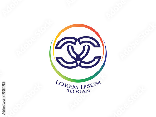 Letter C Community sign. Unity symbol. Company Staff. Public organization. Good relationship.