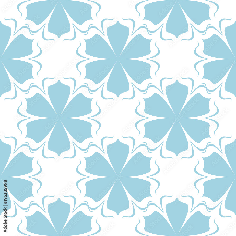 Fototapeta premium Blue floral seamless design on white background