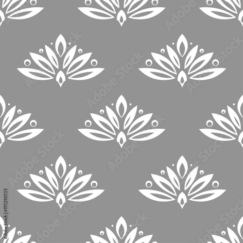 Floral background with gray seamless pattern