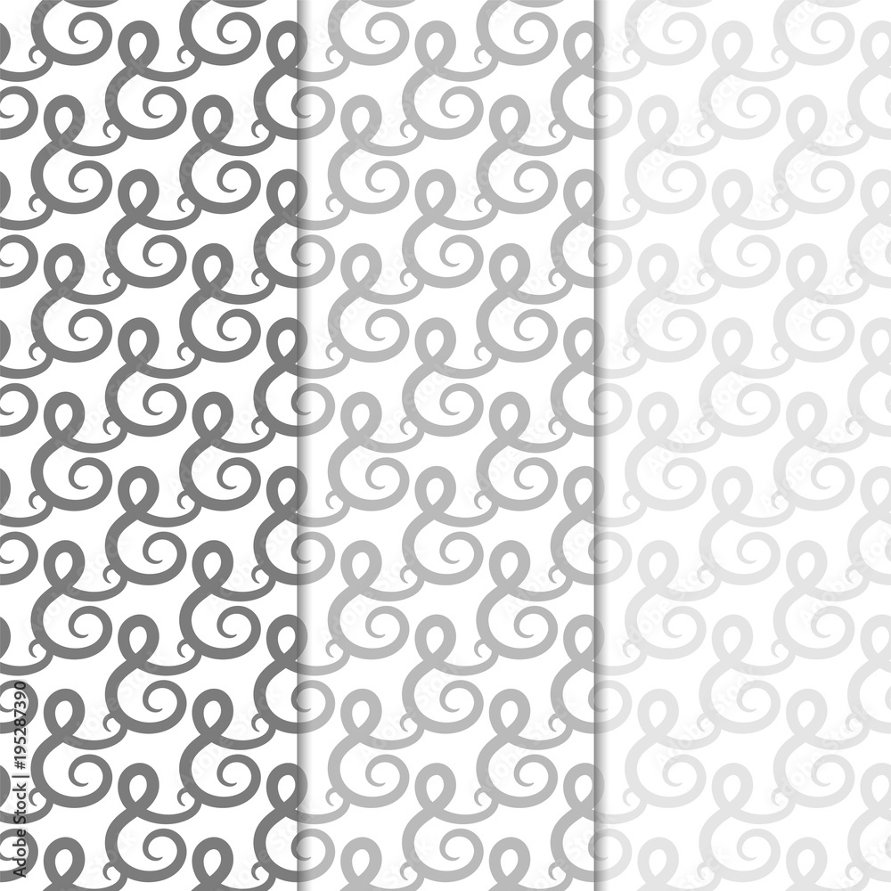 Abstract seamless patterns. Black and white monochrome backgrounds for textile and fabrics