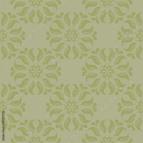 Olive green floral seamless pattern © Liudmyla
