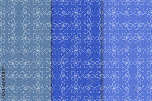 Blue set of geometric seamless patterns